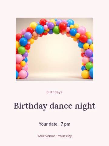Birthday dance night invitation template