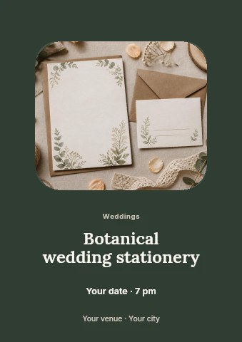 Botanical wedding stationery flyer template