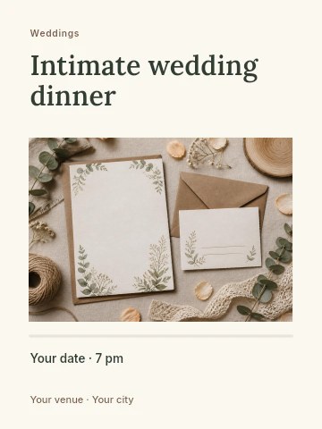 Intimate wedding dinner invitation template