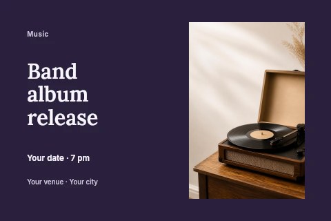 Band album release postcard template