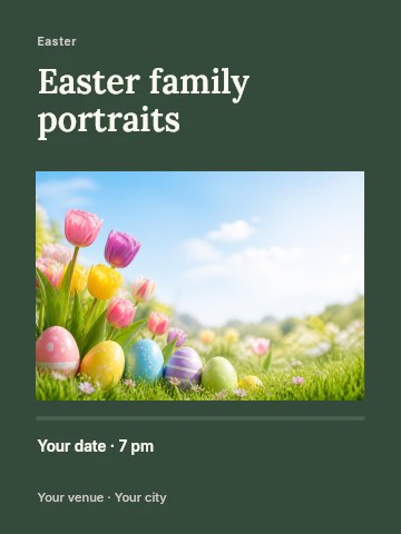 Easter family portraits invitation template