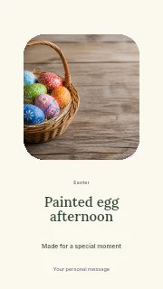 Colorful hand-painted Easter eggs in basket in Painted egg afternoon · Picture window