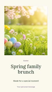 Colorful Easter eggs in spring meadow in Spring family brunch · Quiet photo gallery