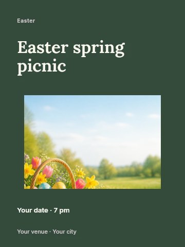 Easter spring picnic poster template