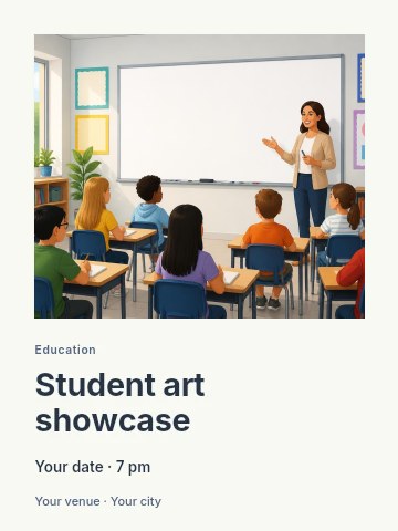 Student art showcase invitation template