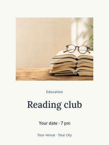 Reading club invitation template