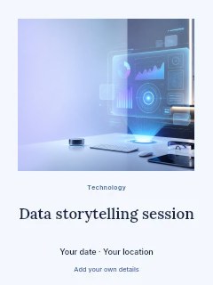 Holographic data dashboard with smart devices in Data storytelling session · Quiet photo gallery