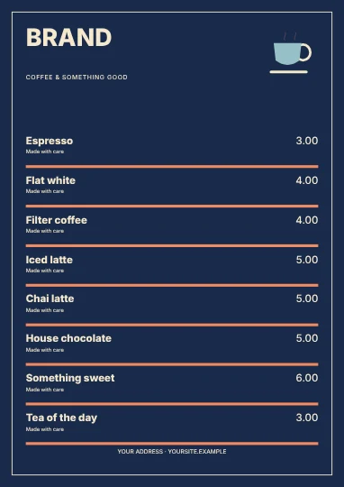 Coffee & something good · Spectrum menu template