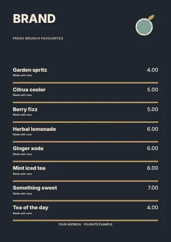 Fresh brunch favourites · Column menu template