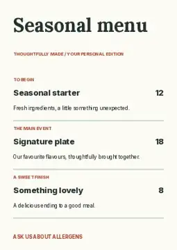 Botanical drinks · Medallion menu template