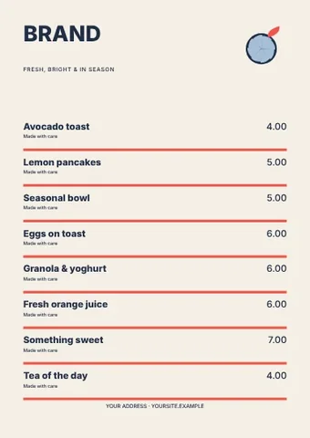 Brunch · Swiss menu template