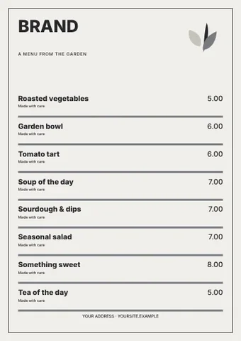 Plant-based · Monochrome menu template