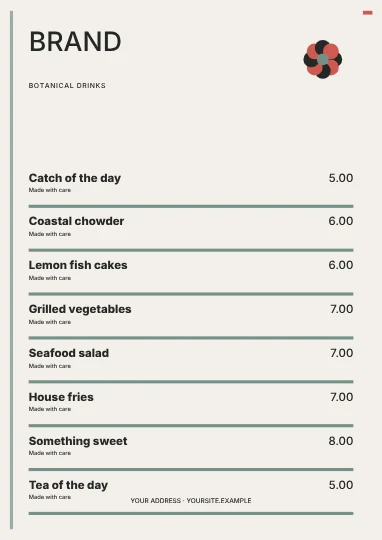 Botanical drinks · Terrace menu template