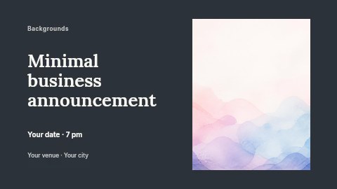 soft pastel watercolor mountain background in Minimal business announcement banner template