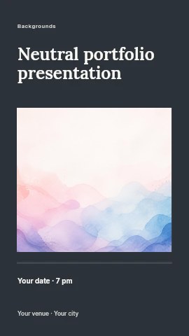 soft pastel watercolor mountain background in Neutral portfolio presentation instagram story template