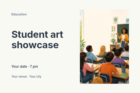 Student art showcase postcard template