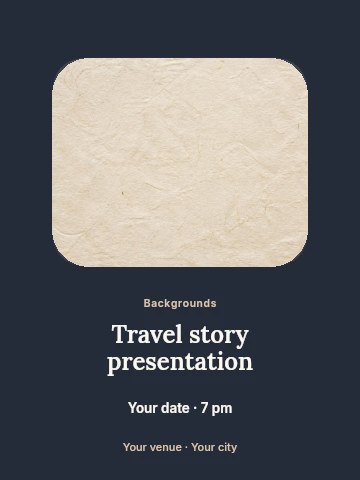 Light cream textured paper background in Travel story presentation invitation template