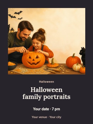 Halloween family portraits invitation template