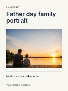Father and son fishing at sunset in Father Day family portrait · Title & photograph