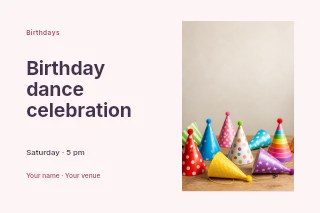 Birthday dance celebration · Horizontal photo dialogue postcard template