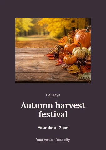 Autumn harvest pumpkins and candles in Autumn harvest festival flyer template