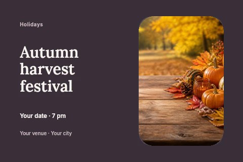 Autumn harvest festival postcard template