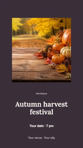 Autumn harvest festival instagram story template