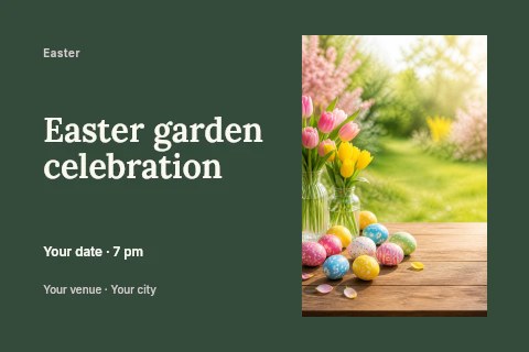 Easter garden celebration postcard template