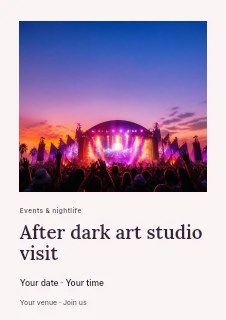 After dark art studio visit flyer template · Gallery editorial