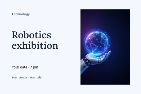 Robotics exhibition postcard template postcard template
