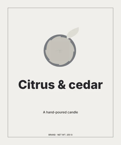 Citrus & cedar · Monochrome label template