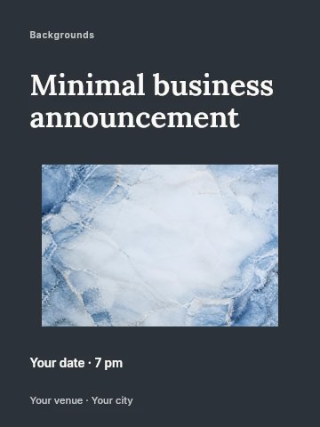 blue and white marble texture background in Minimal business announcement invitation template