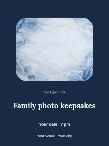 blue and white marble texture background in Family photo keepsakes poster template