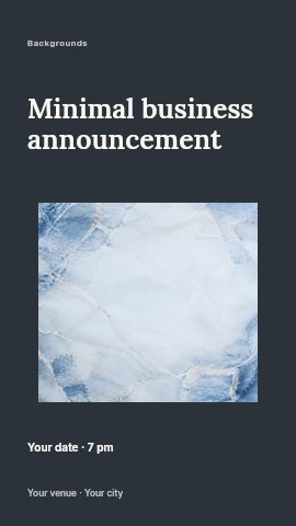 blue and white marble texture background in Minimal business announcement instagram story template