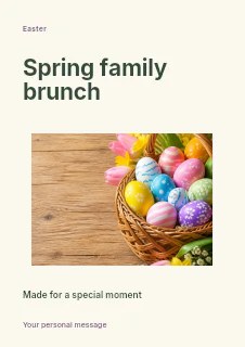 Colorful Easter eggs in basket with flowers in Spring family brunch · Modern programme