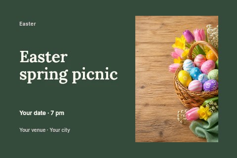 Easter spring picnic postcard template