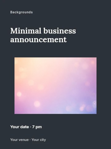 soft pastel bokeh background gradient in Minimal business announcement poster template