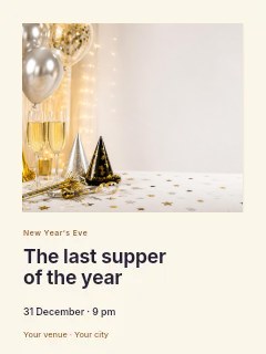 New Year’s Eve supper photo layout poster template · Gallery editorial