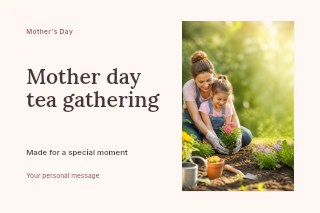 Mother Day tea gathering postcard template · Horizontal photo dialogue