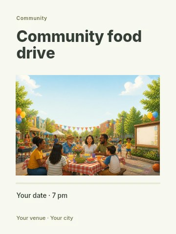 Community food drive invitation template