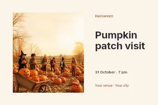 Pumpkin patch visit · Horizontal photo dialogue