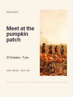 Pumpkin patch visit photo layout poster template · Split portrait