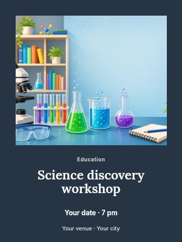 Colorful Science Lab Setup with Microscope in Science discovery workshop invitation template