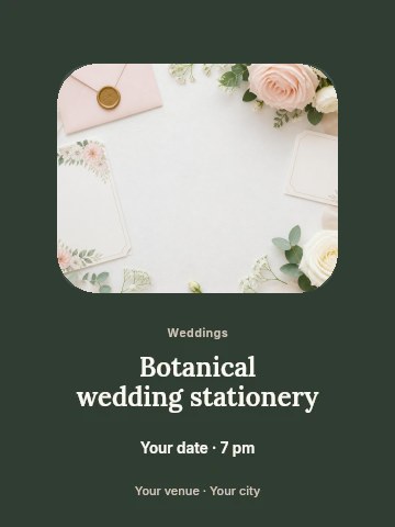 Floral wedding invitation suite flat lay in Botanical wedding stationery invitation template
