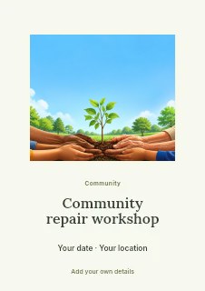 Community repair workshop flyer template · Picture window