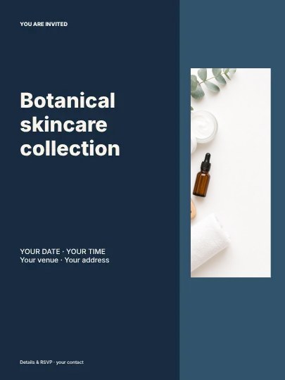 Botanical skincare collection · Editorial invitation template