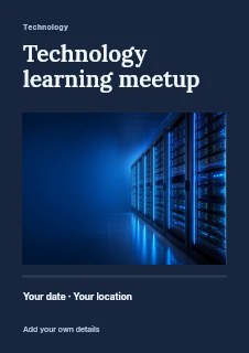 Technology learning meetup flyer template · Title & photograph