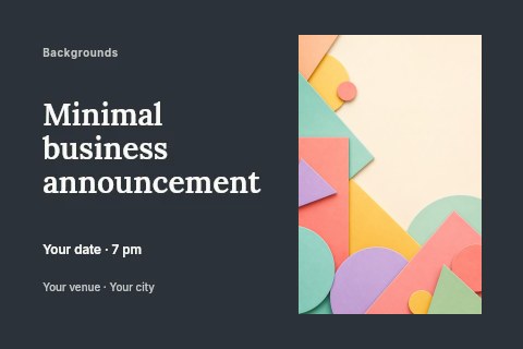 Abstract pastel geometric shapes background in Minimal business announcement postcard template