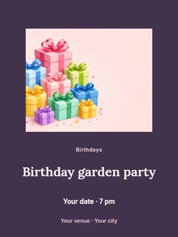Birthday garden party invitation template