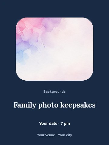 Soft pastel watercolor background in Family photo keepsakes poster template